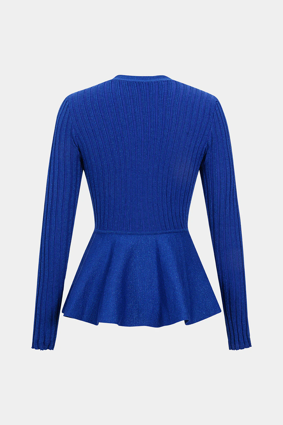 Knit V-Neck Ribbed Ruched Hem Long-Sleeve Top - Flockneti