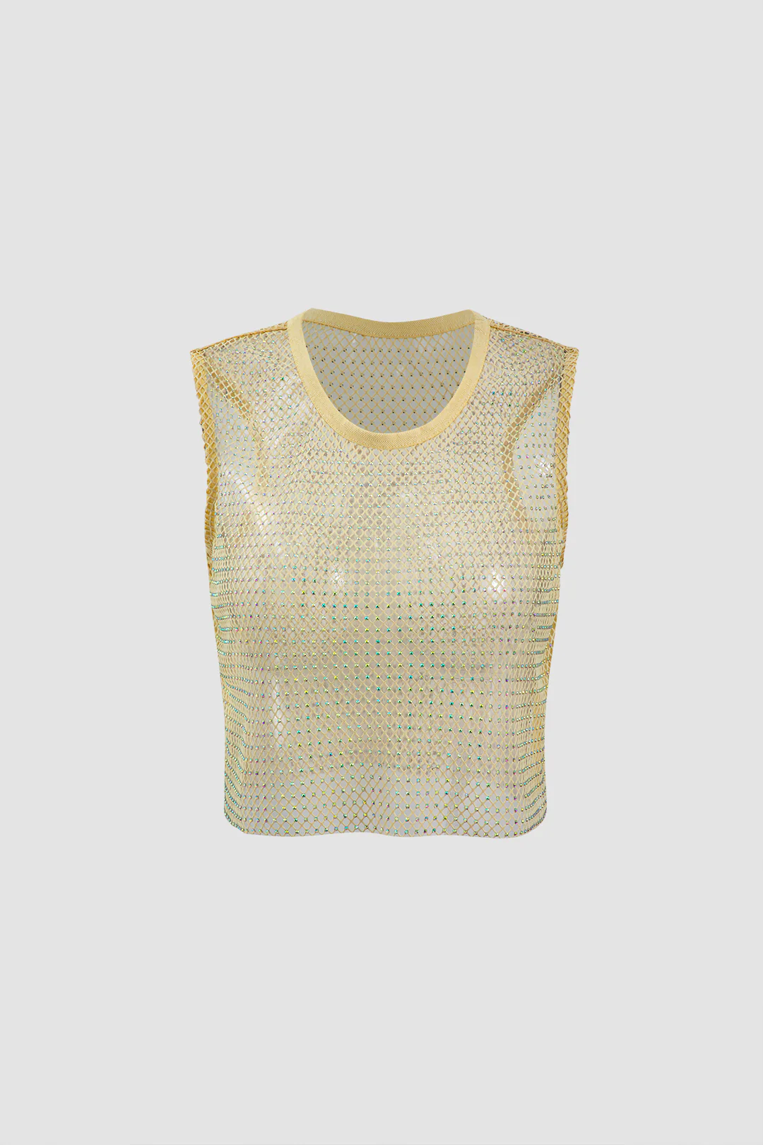 Crystal Decor Fishnet Tank Top - Flockneti