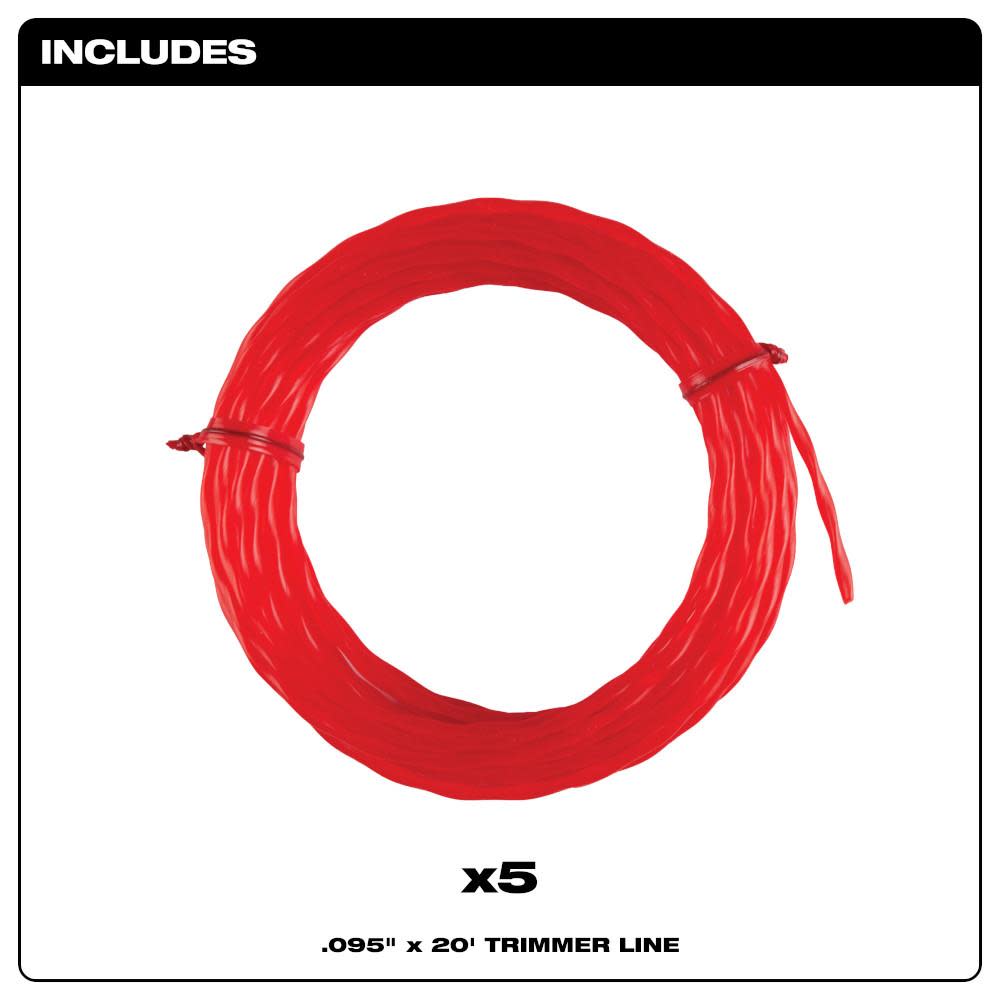 Milwaukee .095″ x 20′ Trimmer Line 5pk - Flockneti