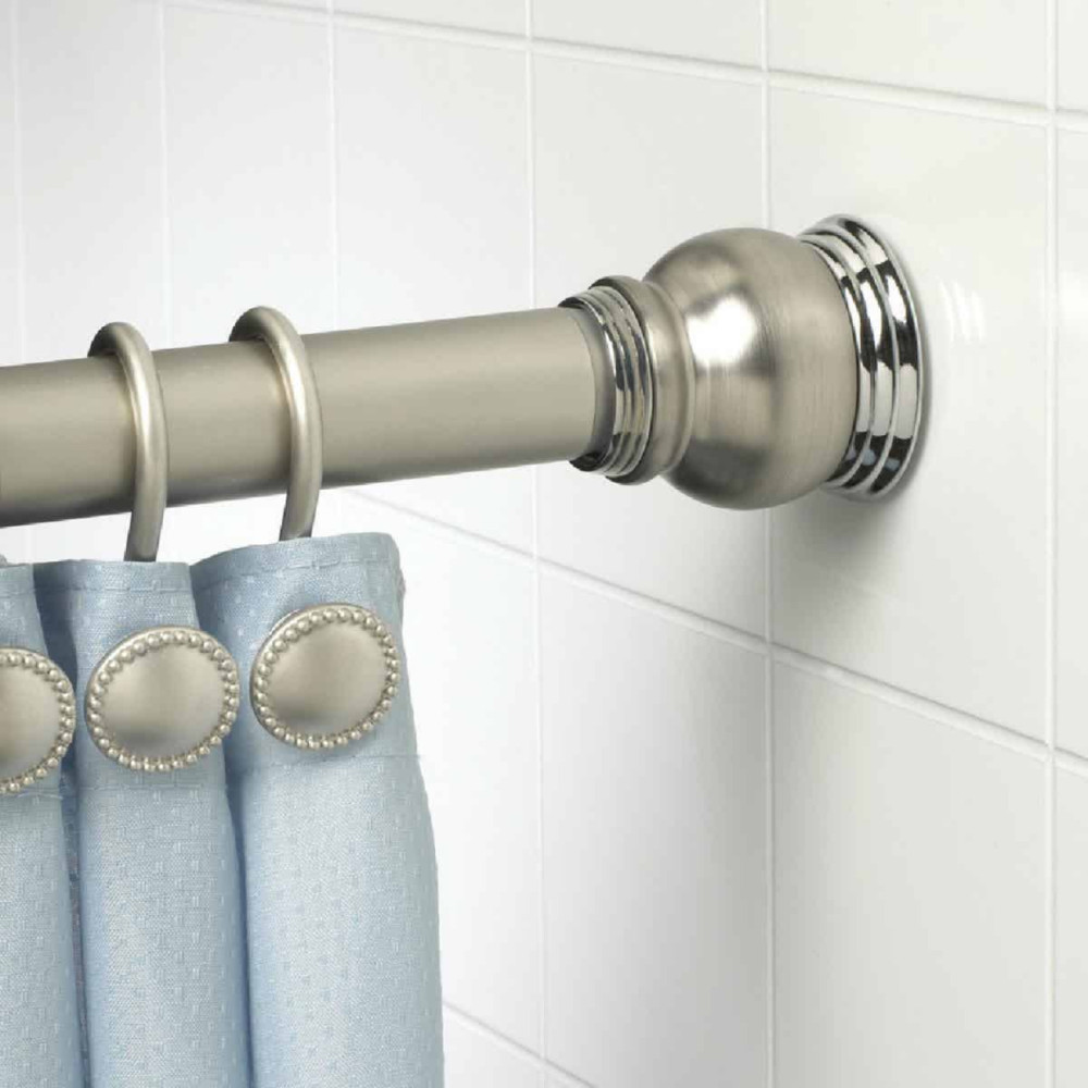 Zenith Shower Curtain Rod Satin Nickel/Chrome Plated Aluminum - Flockneti