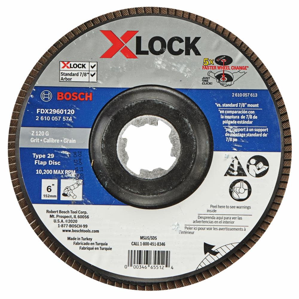 Bosch X LOCK Arbor Type 29 120 Grit Flap Disc 6″ - Flockneti