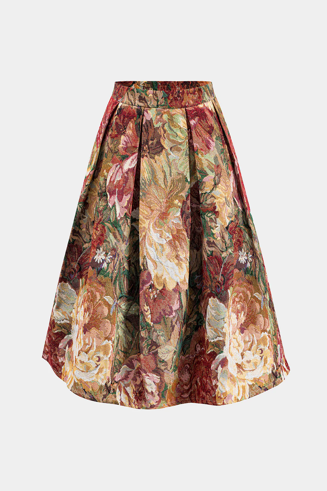 Jacquard Pleated High Waist Skirt - Flockneti