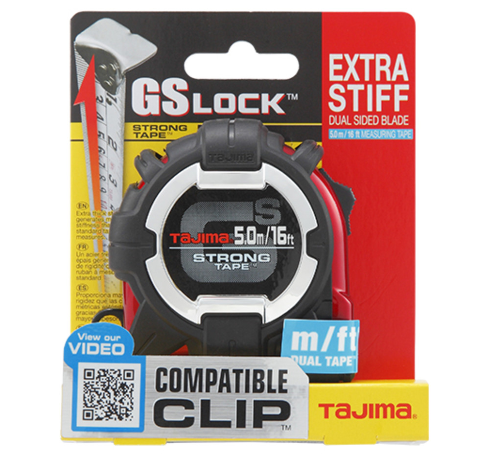 Tajima GS LOCK Measuring Tape 16′ x 1″ with Compatible Clip - Flockneti