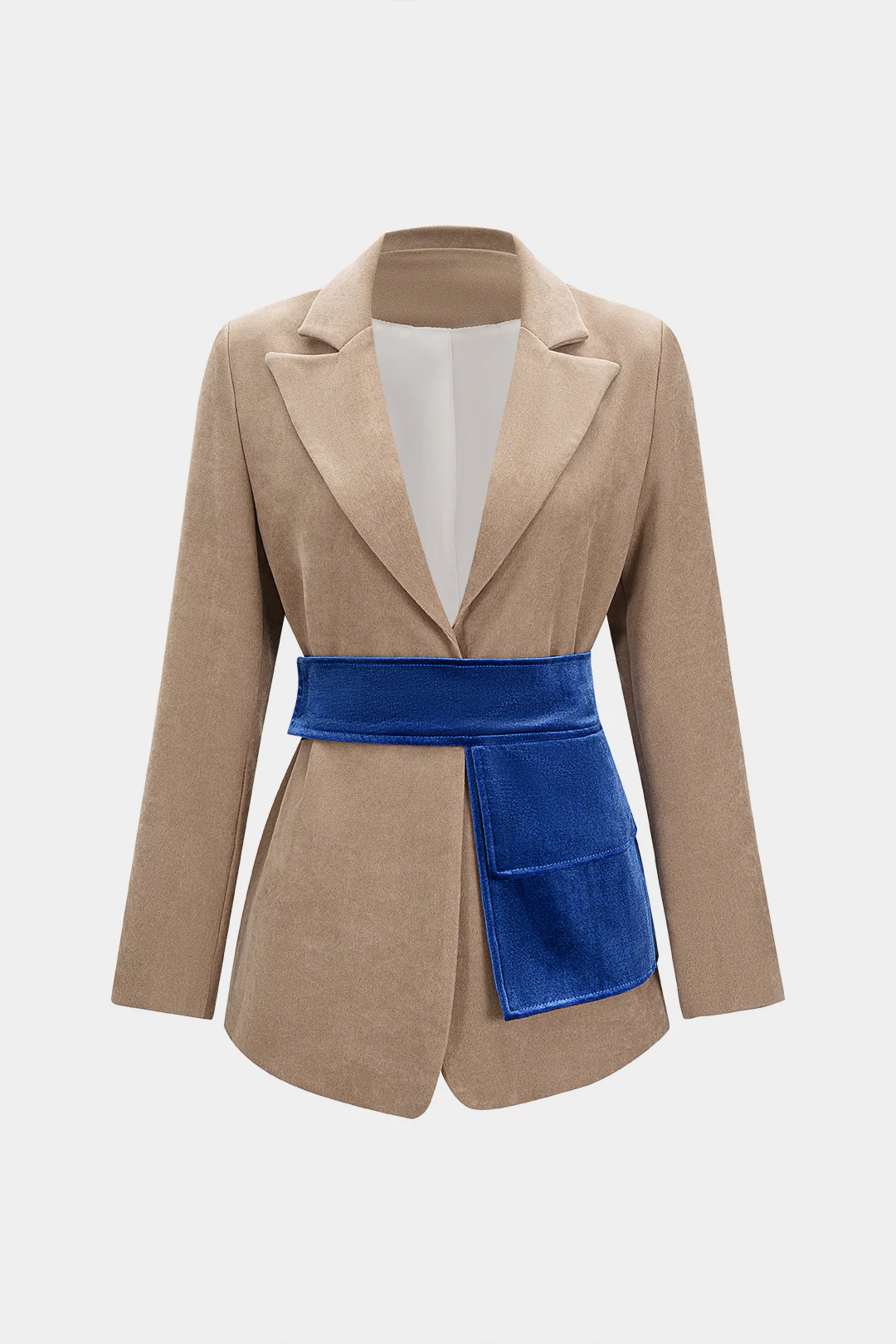 Contrast Belted Blazer - Flockneti