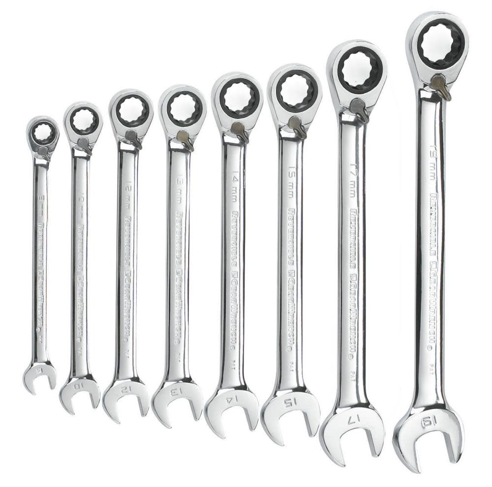 GEARWRENCH 8 Piece 12 Point Reversible Ratcheting Combination Wrench Set Metric - Flockneti