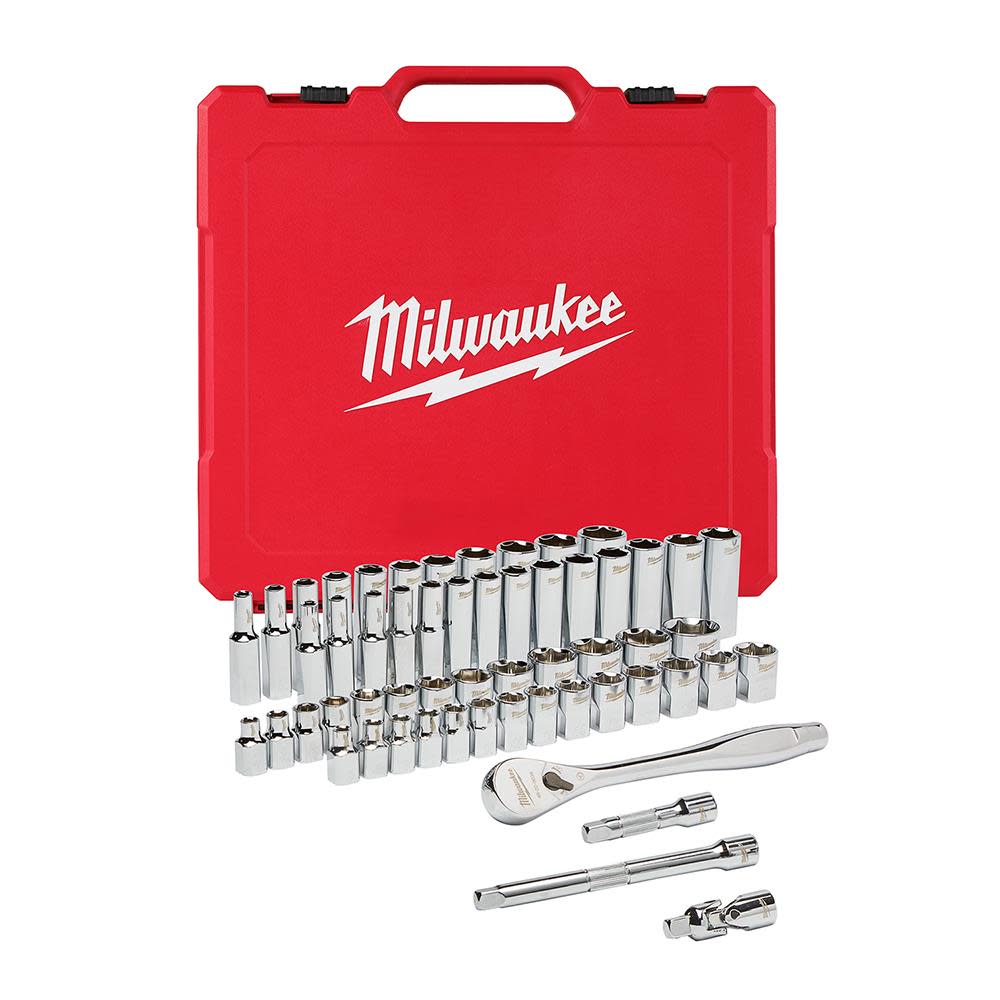 Milwaukee 3/8 in. Drive 56 pc. Ratchet & Socket Set – SAE & Metric - Flockneti