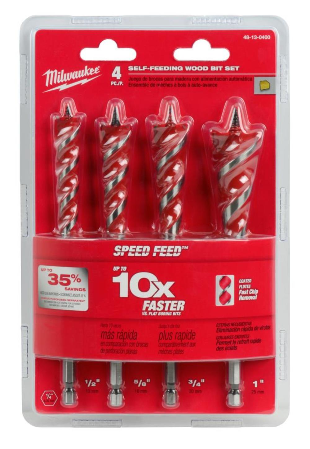 Milwaukee 4 Pc Speed Feed Wood Bit Set - Flockneti