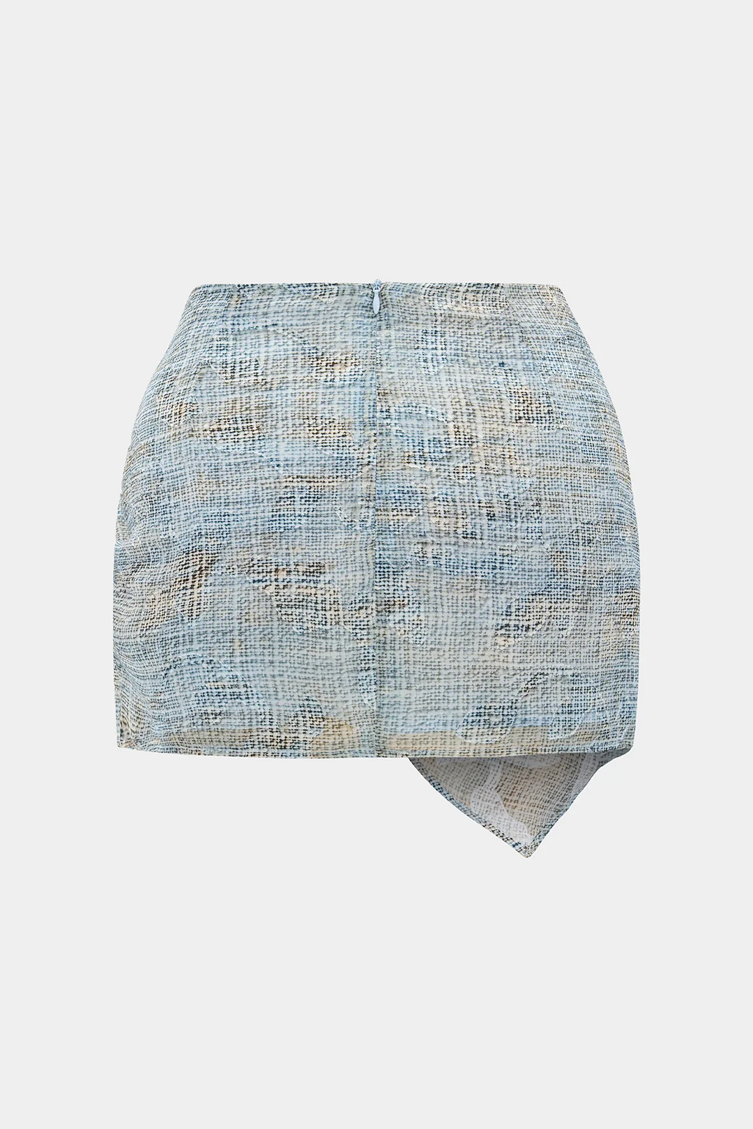 Plus Size Abstract Print Chiffon Metallic Decor Ruched Zipper Skirt - Flockneti