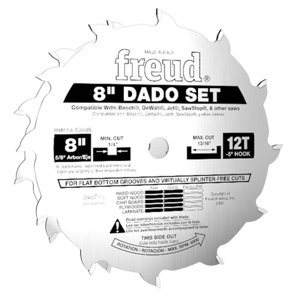 Freud 8 In. x 12T Pro Dado Set - Flockneti