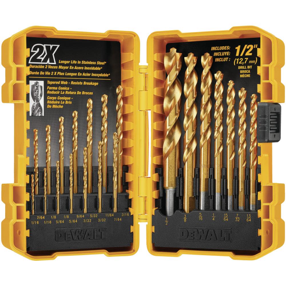 DEWALT 21-Piece Titanium Nitride Coating PP Drill Bit Set - Flockneti