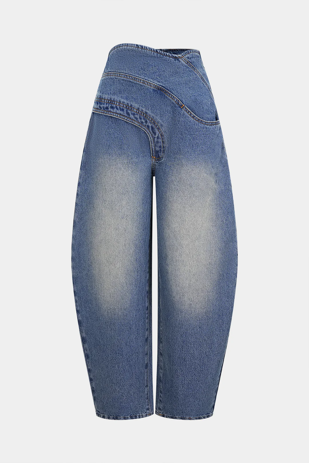 Denim Asymmetrical Zipper Pocket Jeans - Flockneti