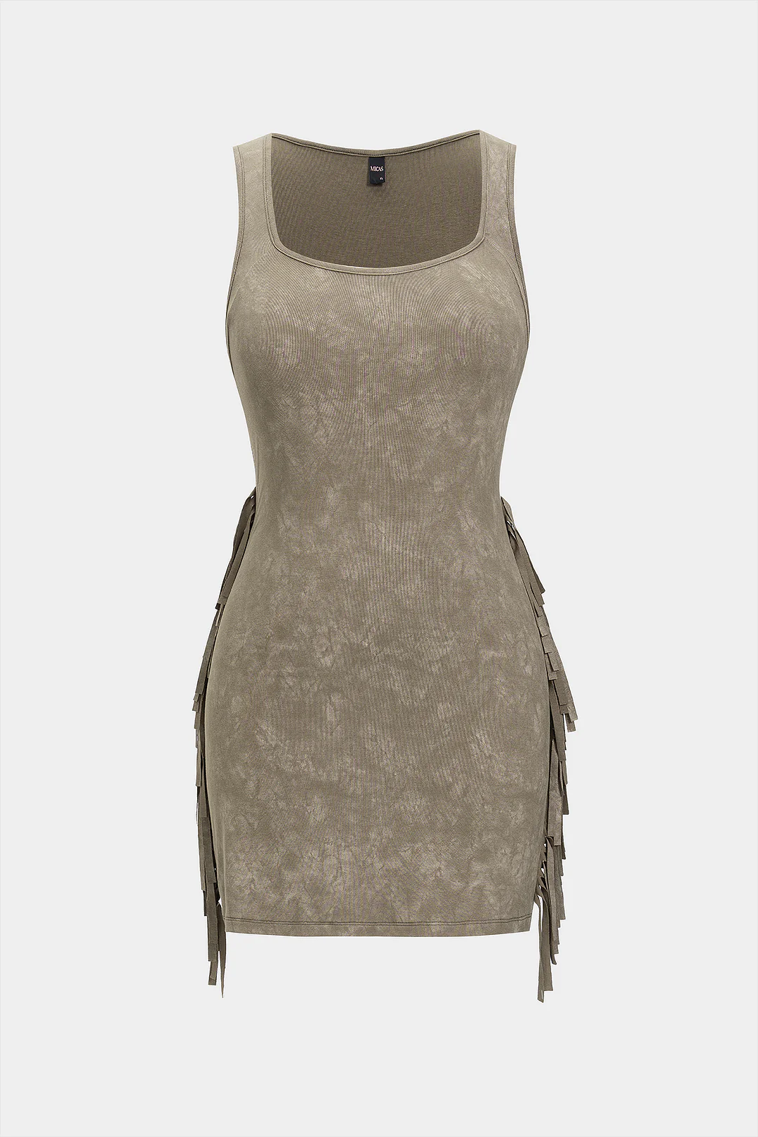 Square Neck Sleeveless Fringe Trim Mini Dress - Flockneti