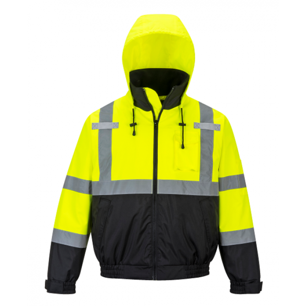 Portwest Yellow and Black Hi-Vis Premium Bomber Jacket – 4XL - Flockneti