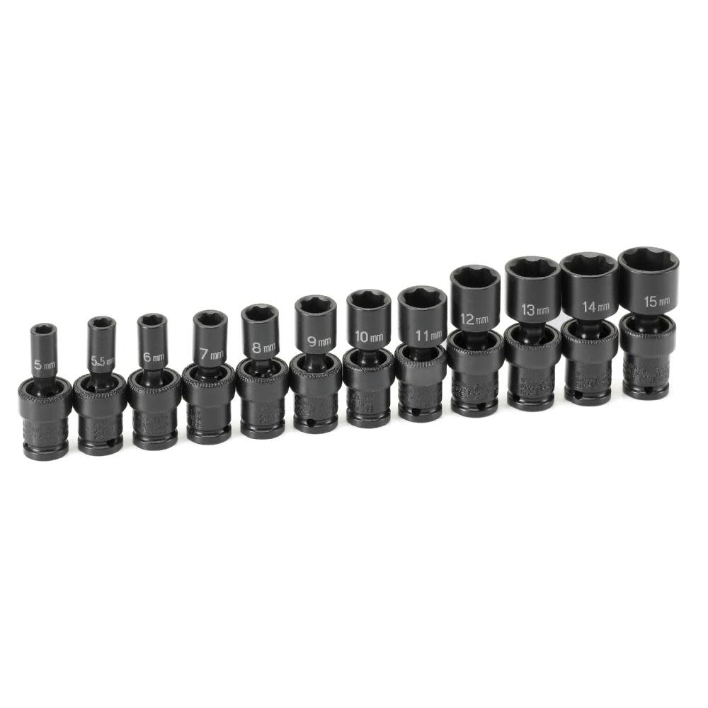 Grey Pneumatic 1/4 In. Drive Standard Length Surface Drive Universal Set - Flockneti