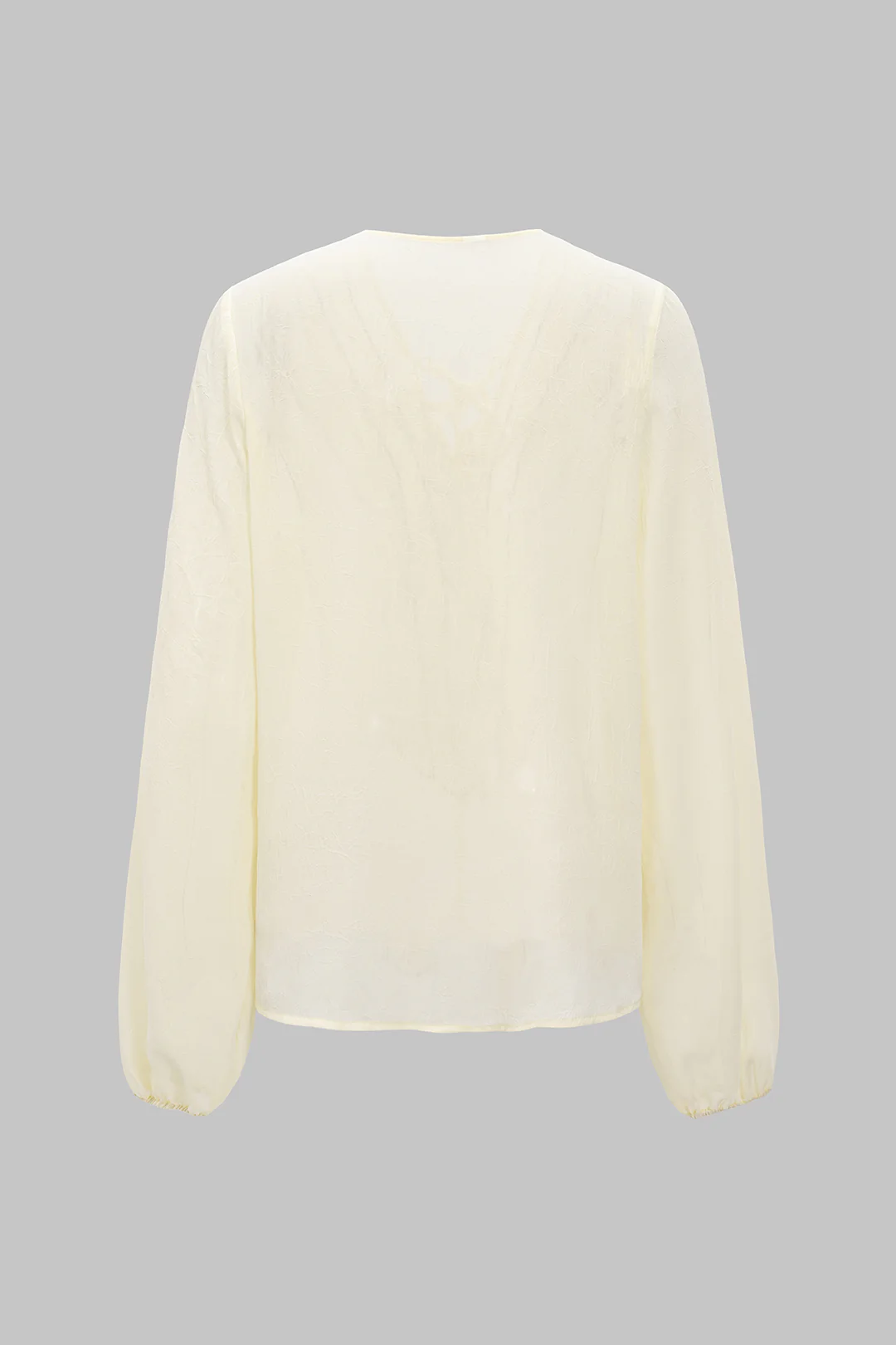 Chiffon Scallop Edge Tie Up Long-Sleeve Shirt - Flockneti