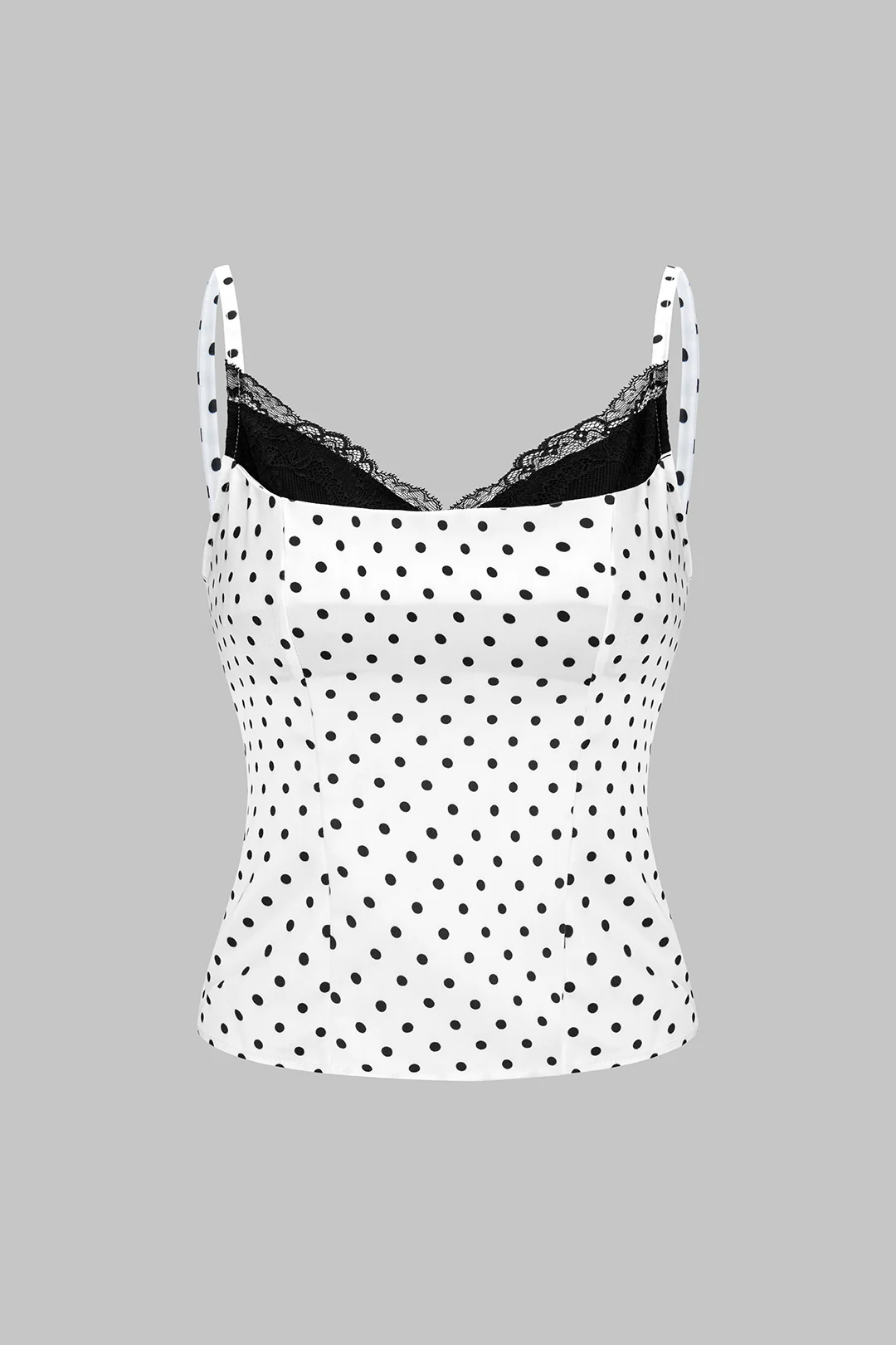 Polka Dots Print Lace Patchwork Cami Top - Flockneti
