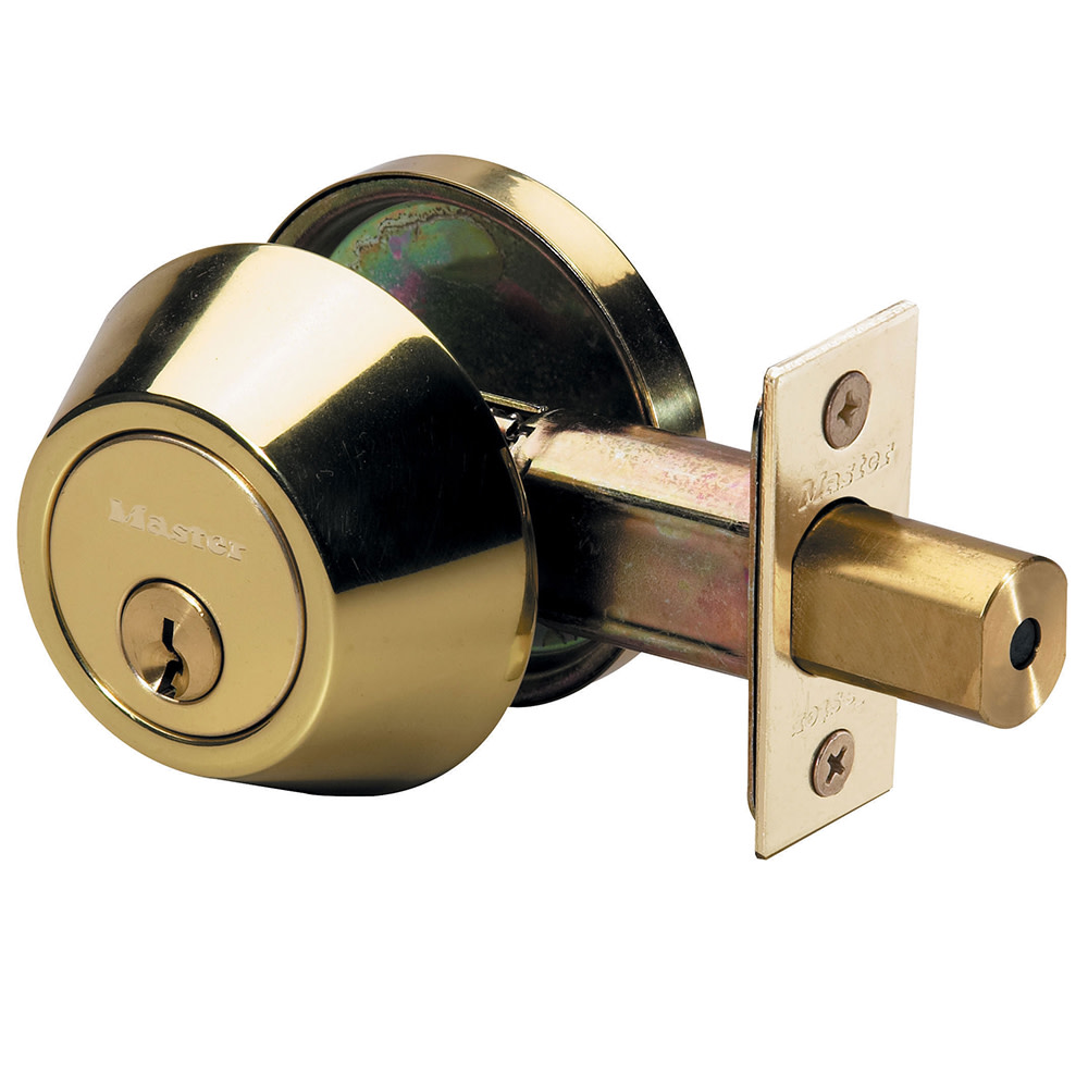 Master Lock Polished Brass Finished Single Cylinder Door Deadbolt - Flockneti