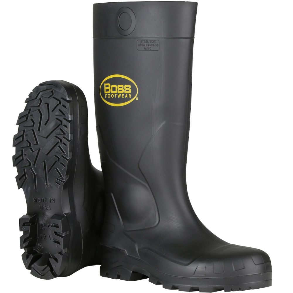 Protective Industrial Products Boss Footwear 16″ Black PVC Steel Toe Boot Size 9 - Flockneti
