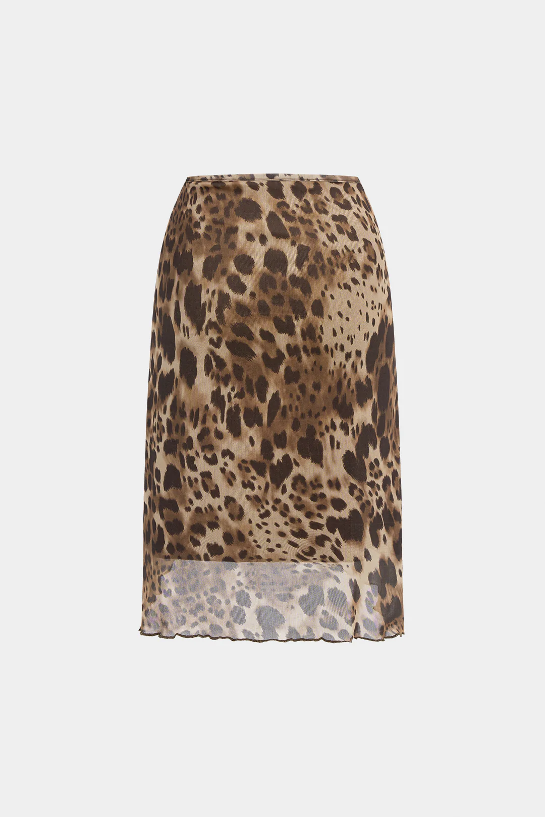 Leopard Print Mesh High Waist Skirt - Flockneti