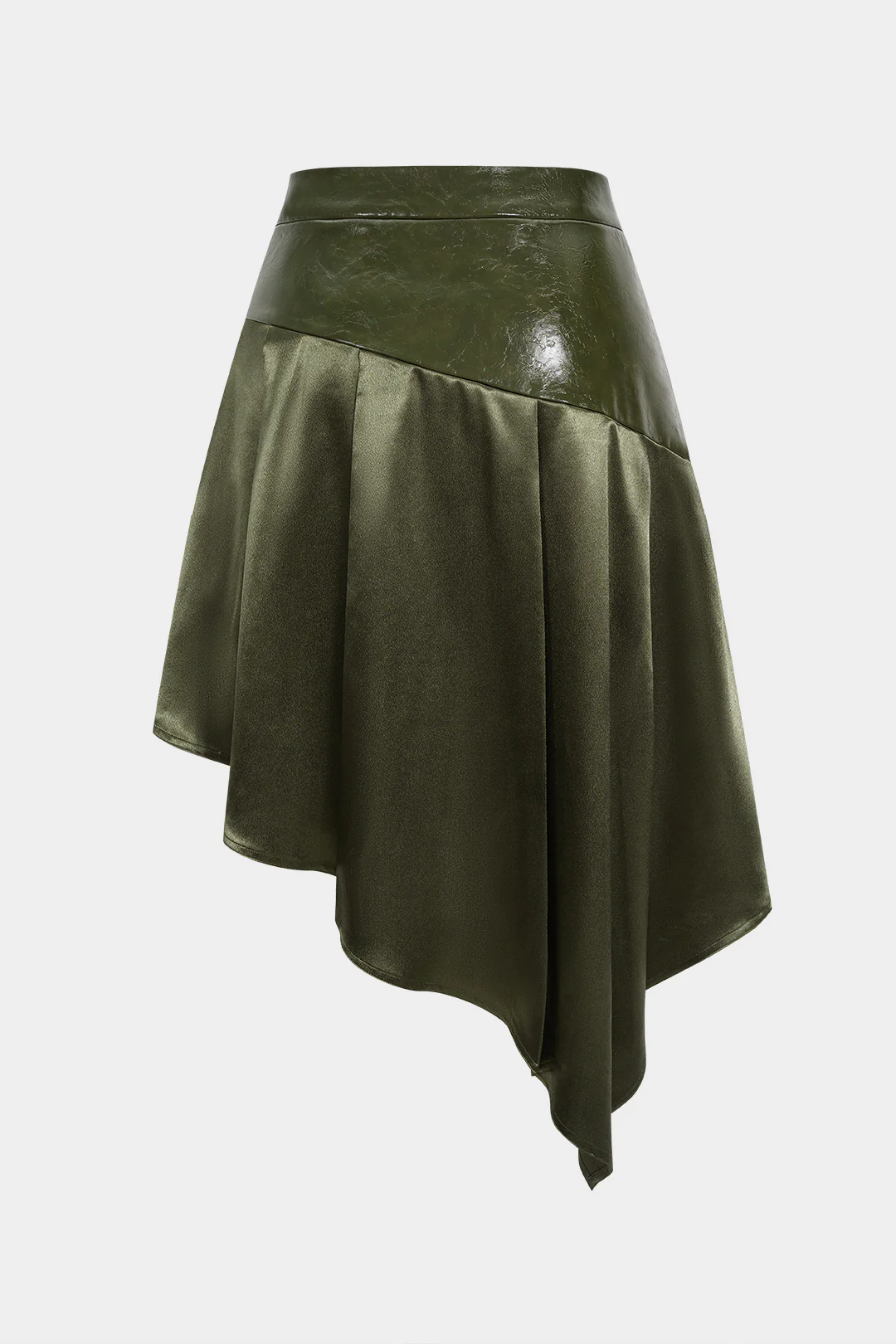 Plus Size Satin Pleated Patchwork Skirt - Flockneti