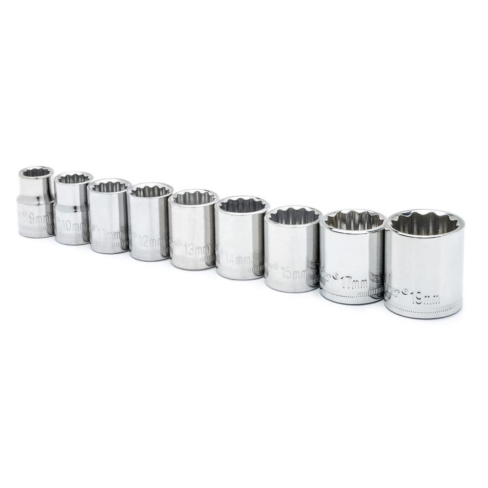 Crescent 9 Pc 3/8 In. Drive 12 Point Metric Socket Set - Flockneti