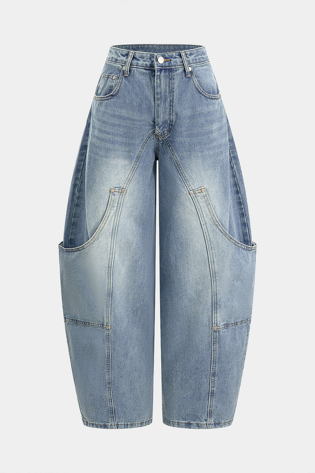 Denim Pocket Wide Leg Jeans - Flockneti