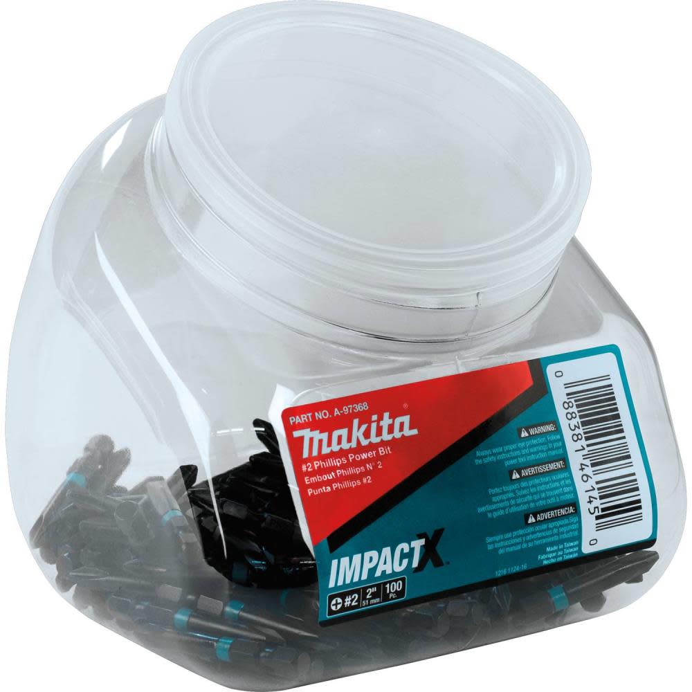 Makita Impact X #2 Phillips 2 Power Bit 100/pk Jar - Flockneti