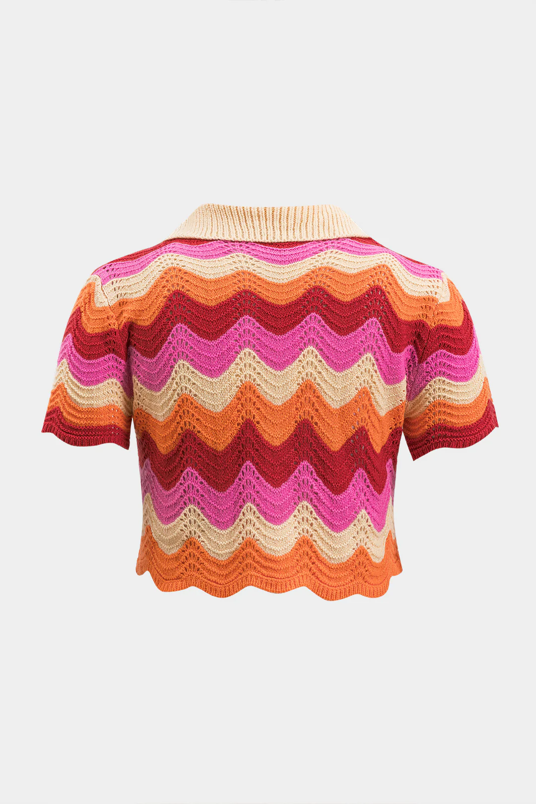 Plus Size Contrast Knit Cut Out Button Short-Sleeve Top - Flockneti