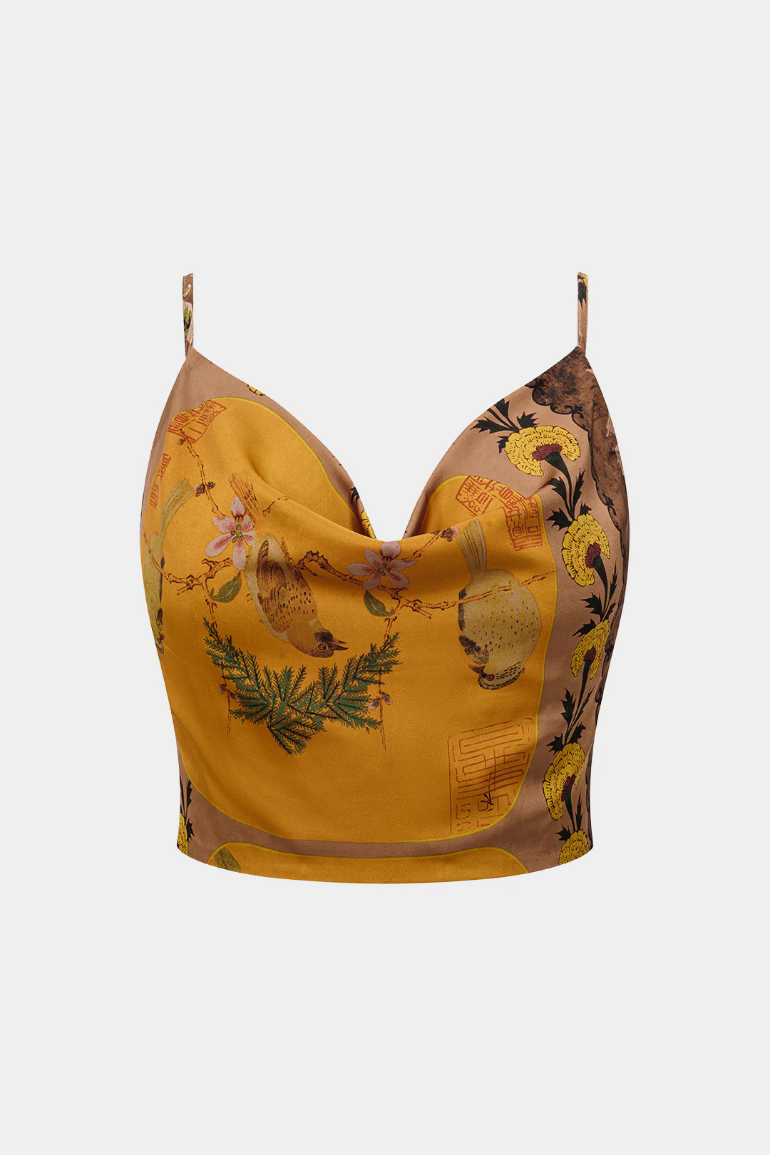 Plus Size Bohemian Print Zipper Slip Cami Top - Flockneti
