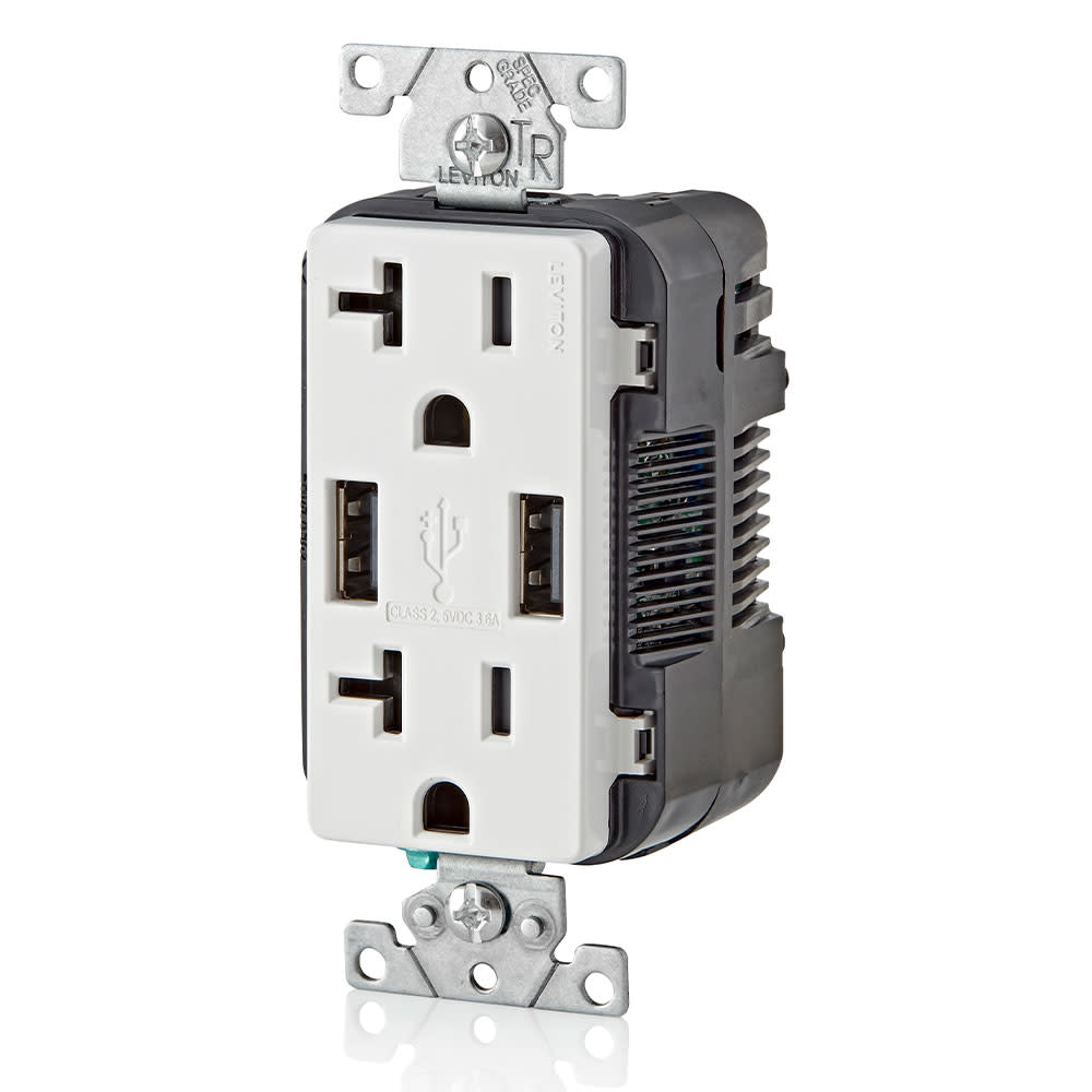 Leviton Combination Duplex Receptacle/Outlet 20A 125V White - Flockneti