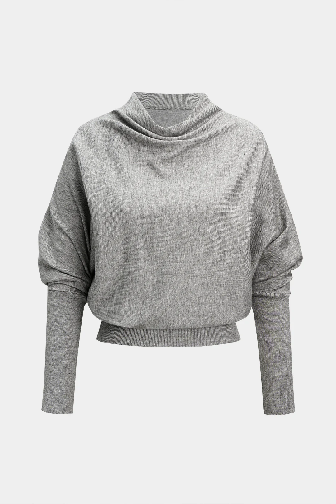 Knit Mock Neck Batwing Long-Sleeve Top - Flockneti