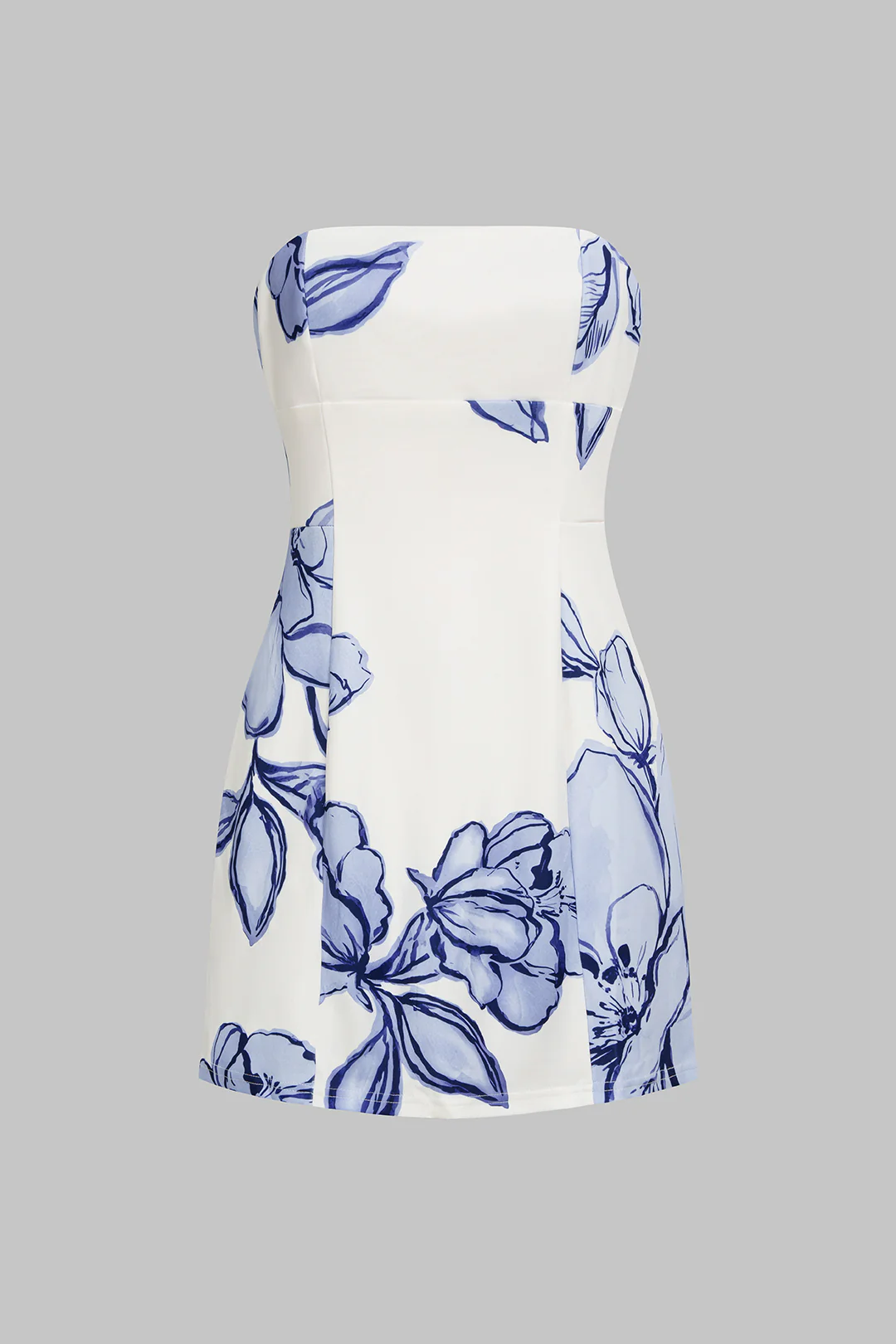 Floral Print Satin Strapless Sleeveless Mini Dress - Flockneti