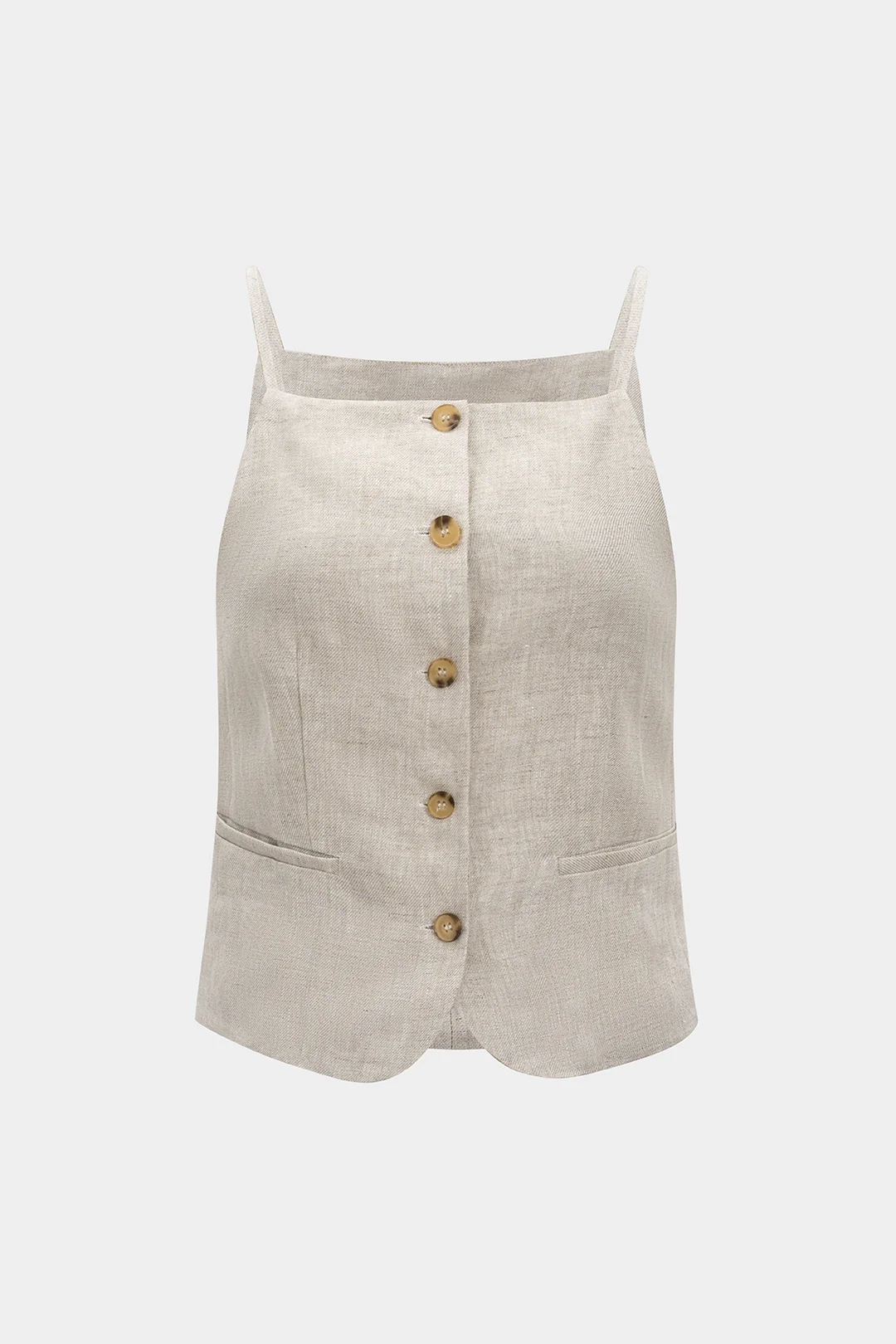 Linen Pocket Button Vest - Flockneti