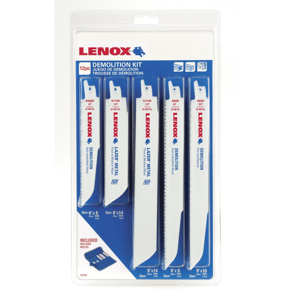 Lenox 12-Pack Bi-Metal Reciprocating Saw Blade Set - Flockneti