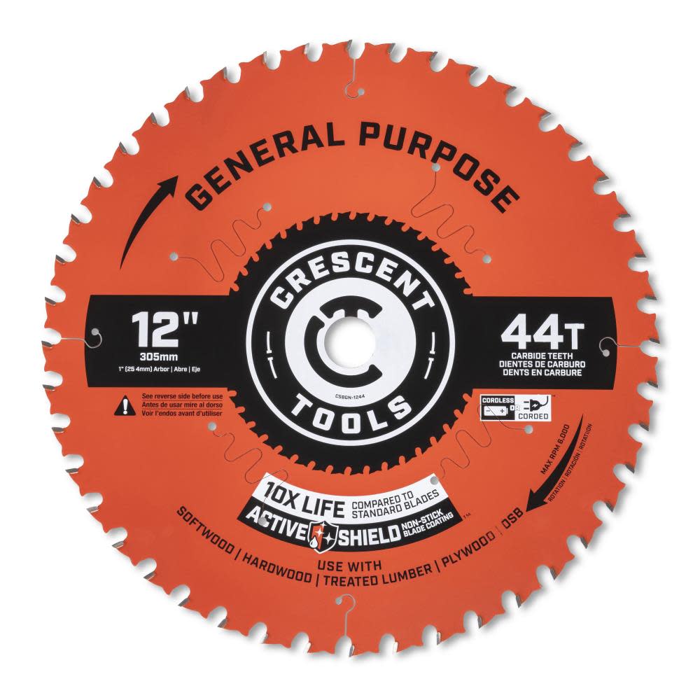 Crescent Circular Saw Blade 12″ x 44 Tooth General Purpose - Flockneti