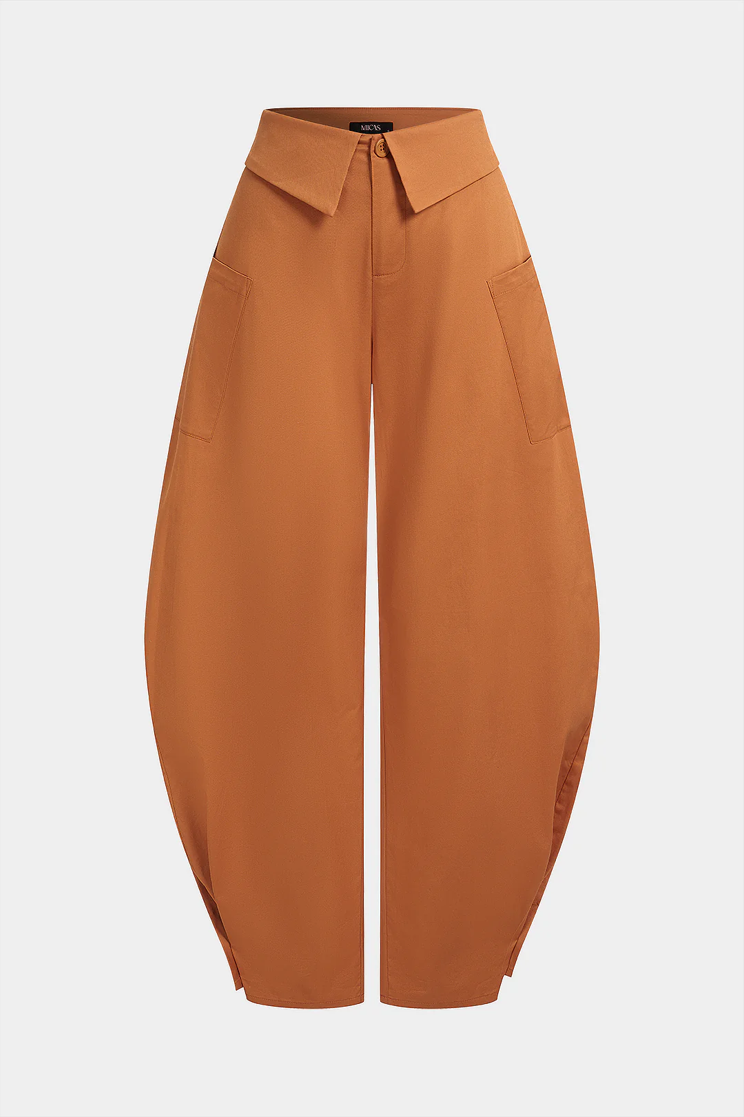 Solid Pocket Button Wide Leg Pants - Flockneti
