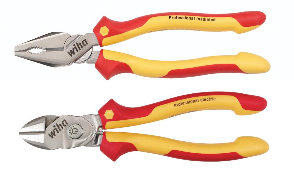 Wiha Insulated Combination Pliers & BiCut SuperCut Pliers Set 2 Piece - Flockneti
