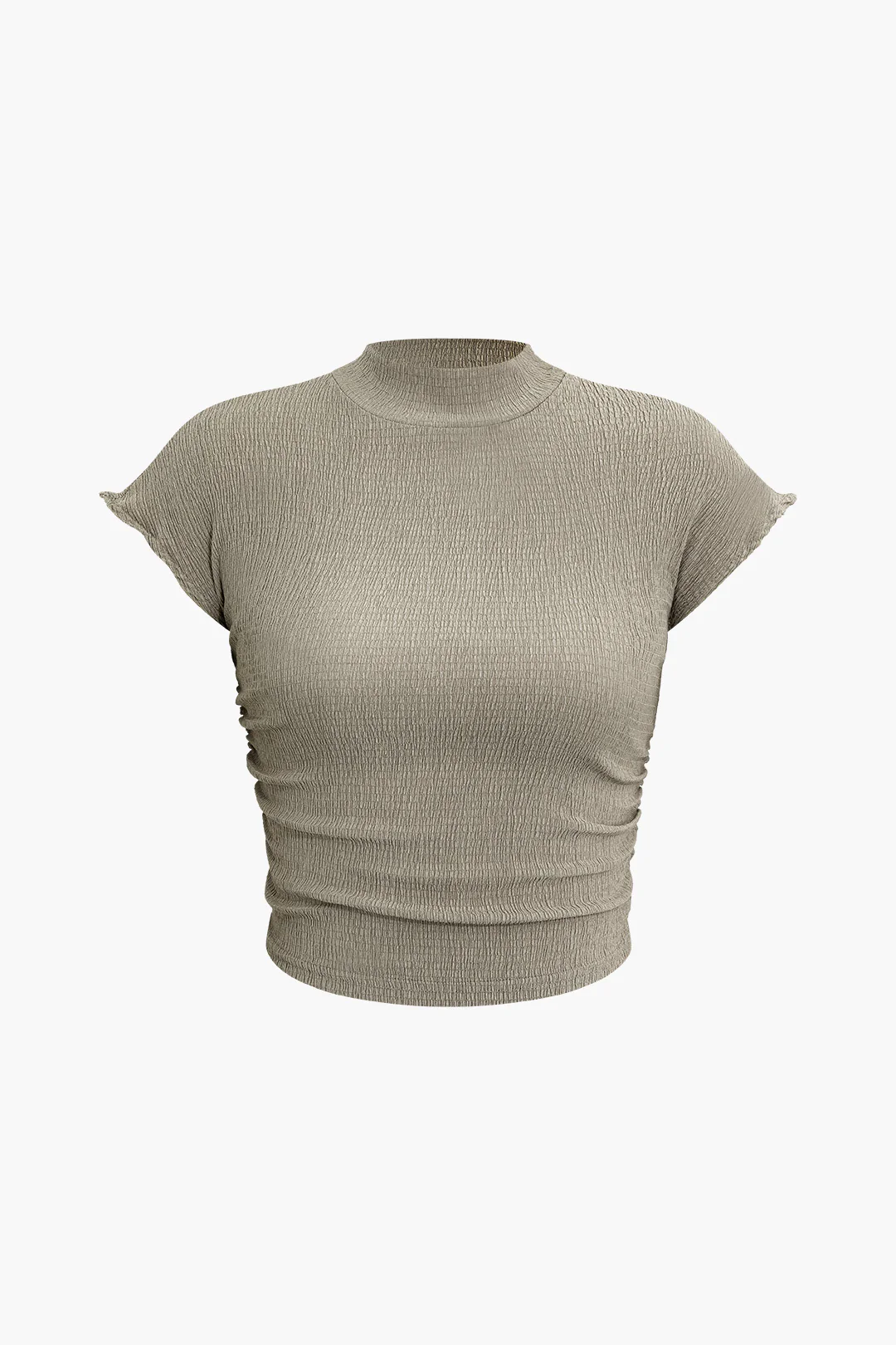 Half-High Collar T-Shirt And Drawstring High Waist Pants Set - Flockneti