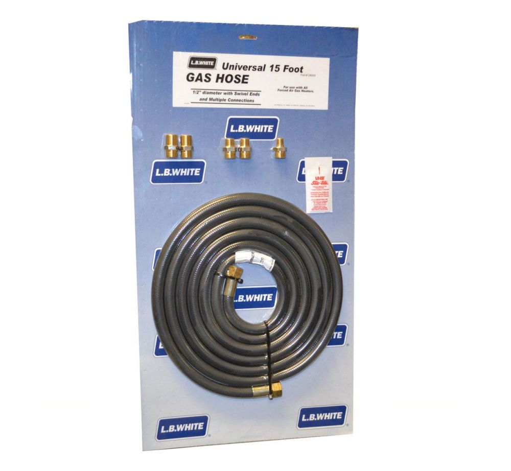 LB White 1/2 In. x 15 Ft. Universal Gas Hose Kit with 5 Adapters - Flockneti