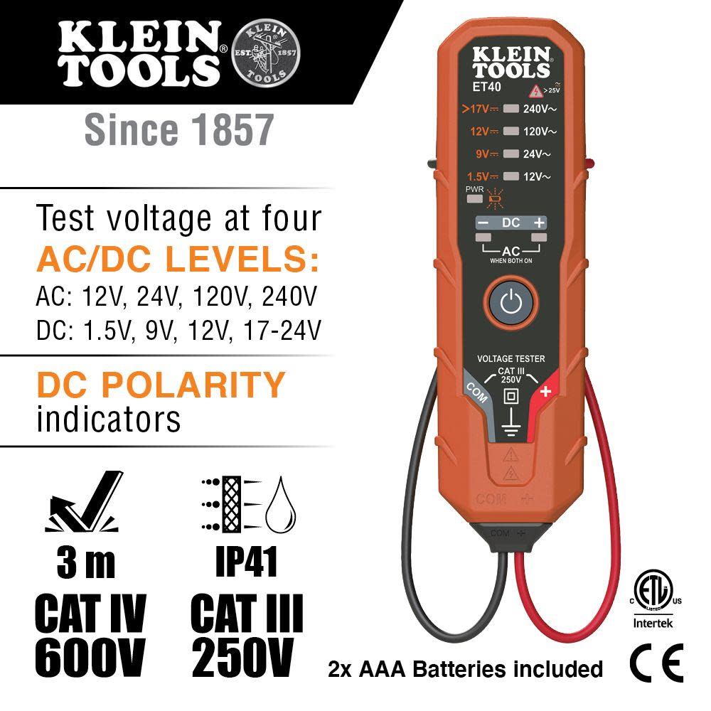 Klein Tools Electronic AC/DC Voltage Tester - Flockneti