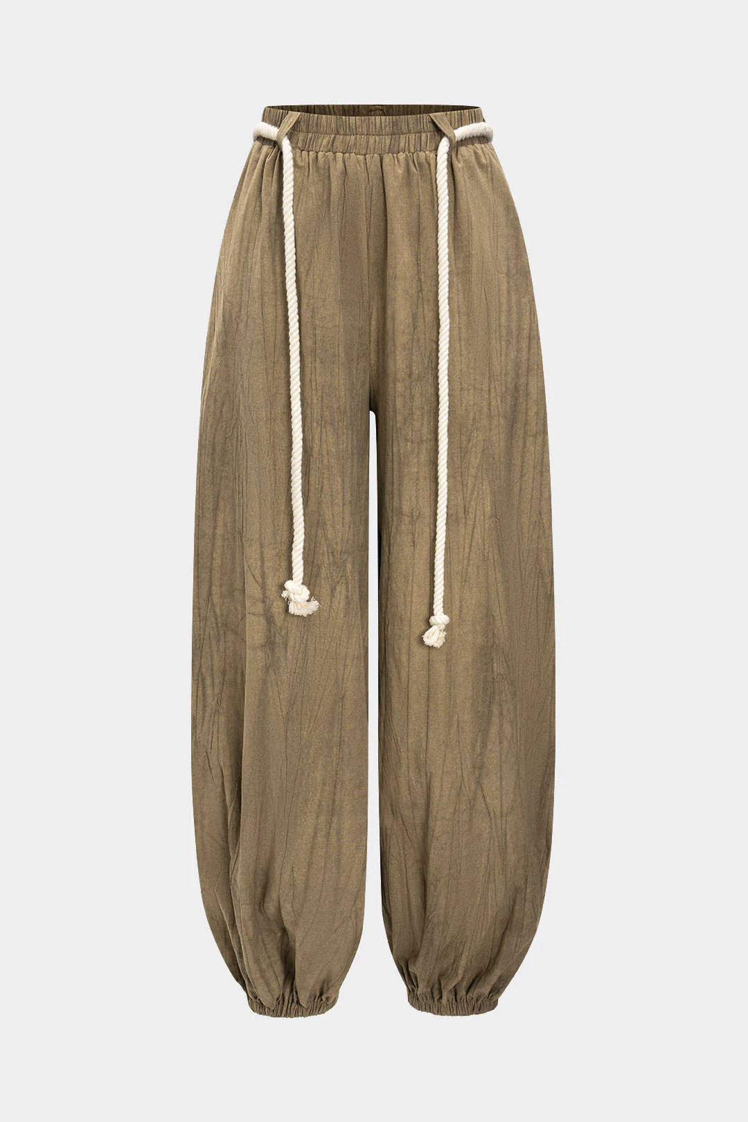 High Waist Drawstring Trousers - Flockneti