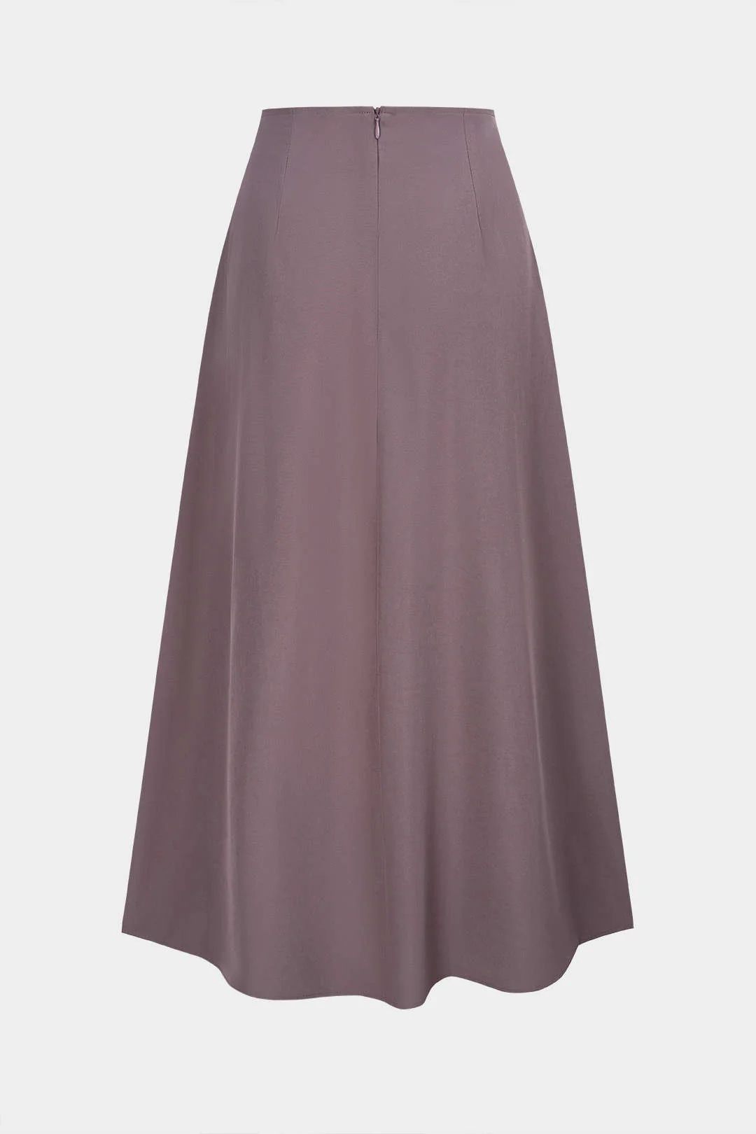 Solid Metallic Button High Waist A-Line Skirt - Flockneti