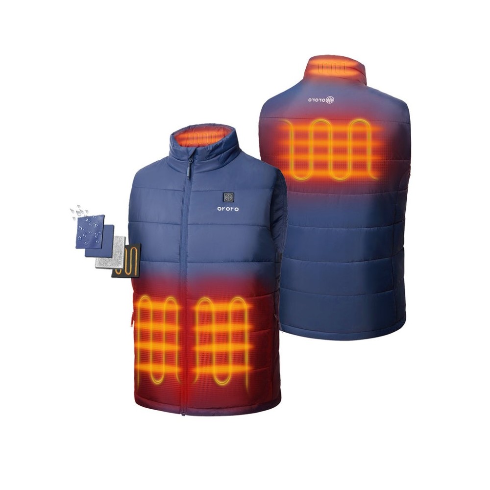 ORORO Mens Navy Blue Classic Heated Vest Kit Small - Flockneti