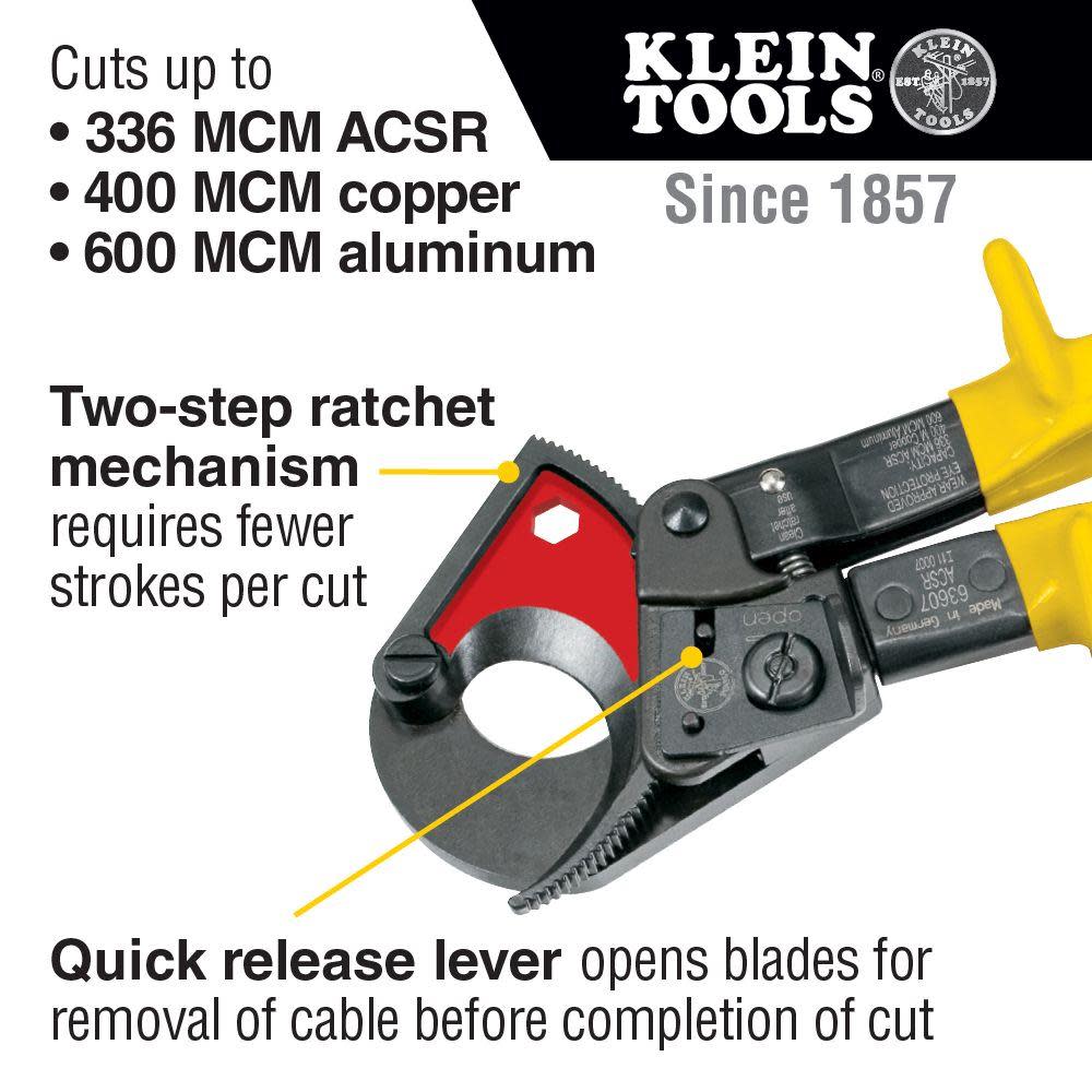 Klein Tools Ratcheting ACSR Cable Cutter - Flockneti