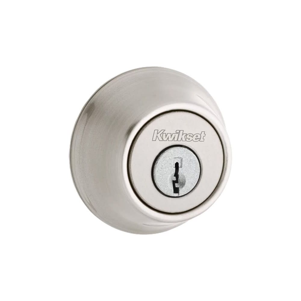 Kwikset Satin Nickel Single Cylinder Deadbolt with Pin & Tumbler - Flockneti