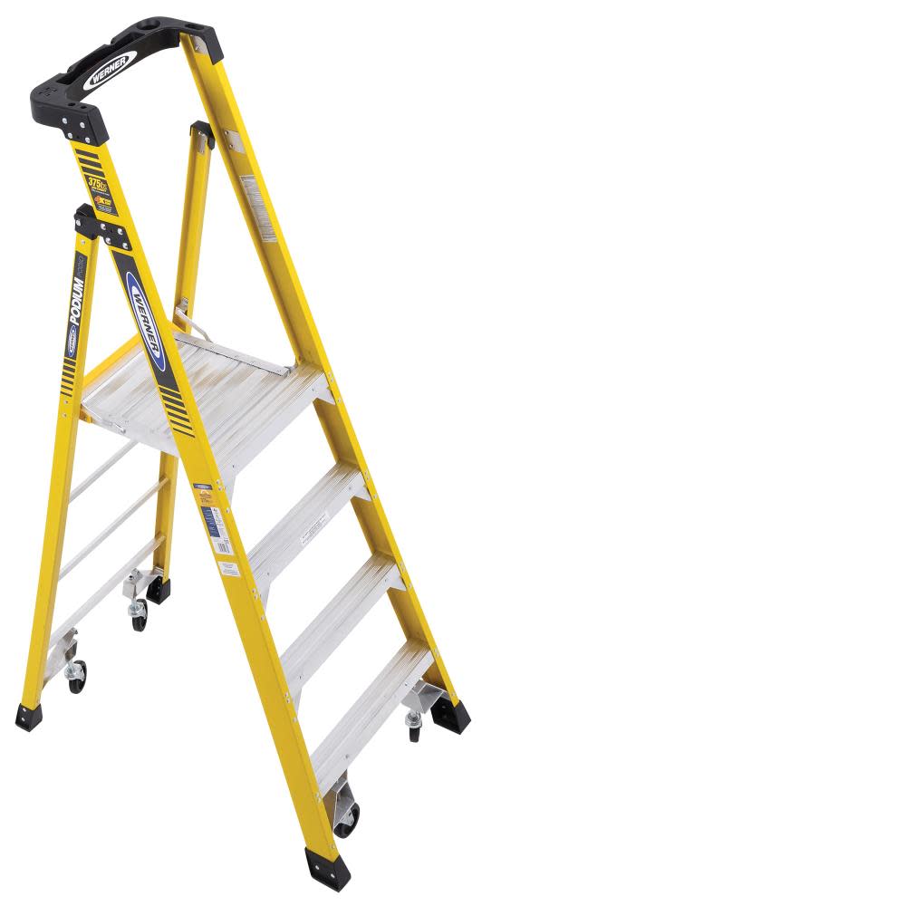 Werner Podium 4-ft Fiberglass 375-lb Type IAA Platform Ladder - Flockneti