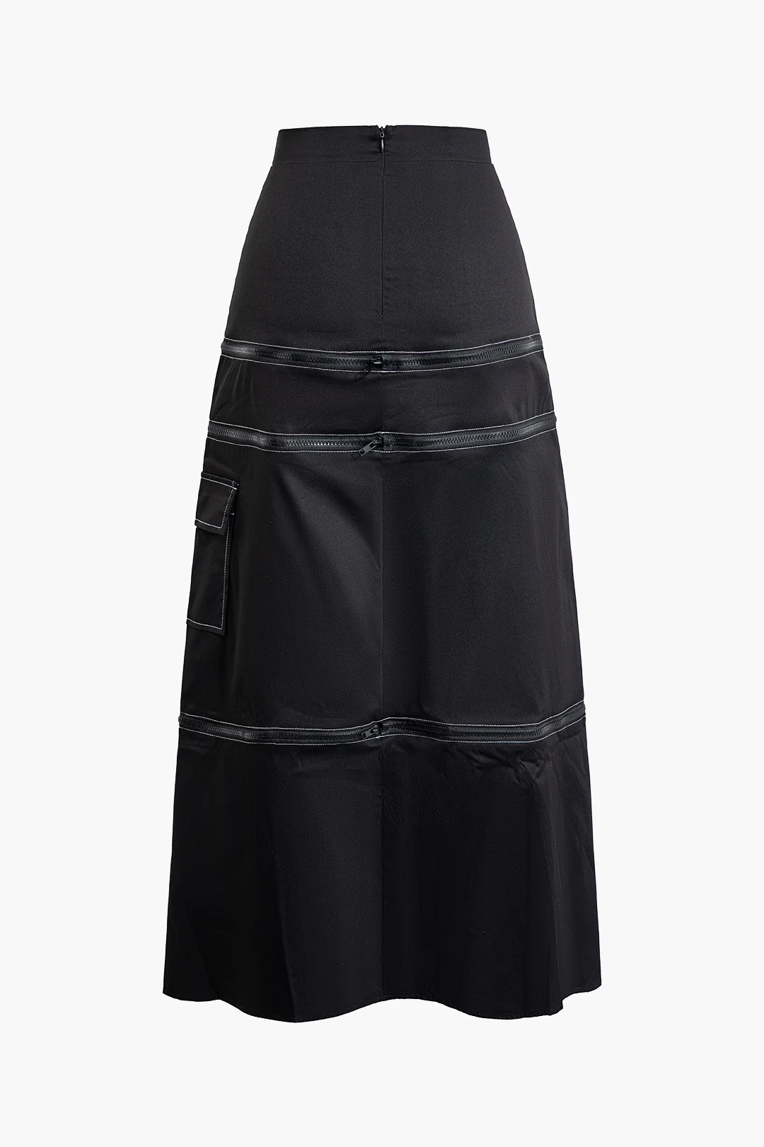 Solid Zipper Pocket Skirt - Flockneti