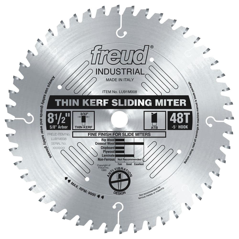 Freud 8-1/2 In. x 48T Thin Kerf Sliding Compound Miter Saw Blade - Flockneti