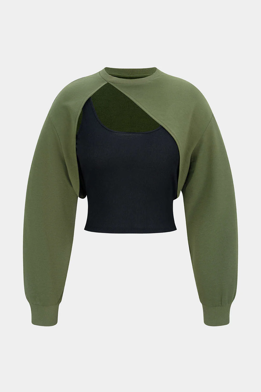 Contrast Cut Out Asymmetrical Long Sleeve Sweatshirt - Flockneti