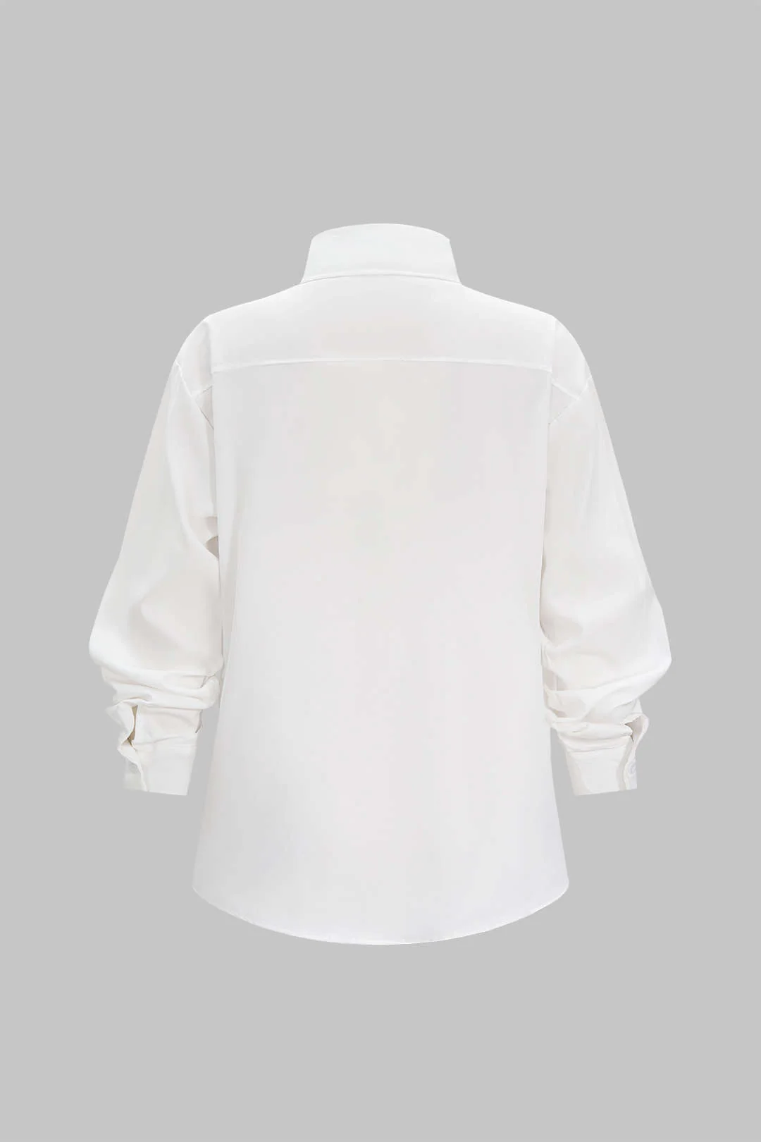 Denim Patchwork Frayed Asymmetrical Pocket Long-Sleeve Shirt - Flockneti